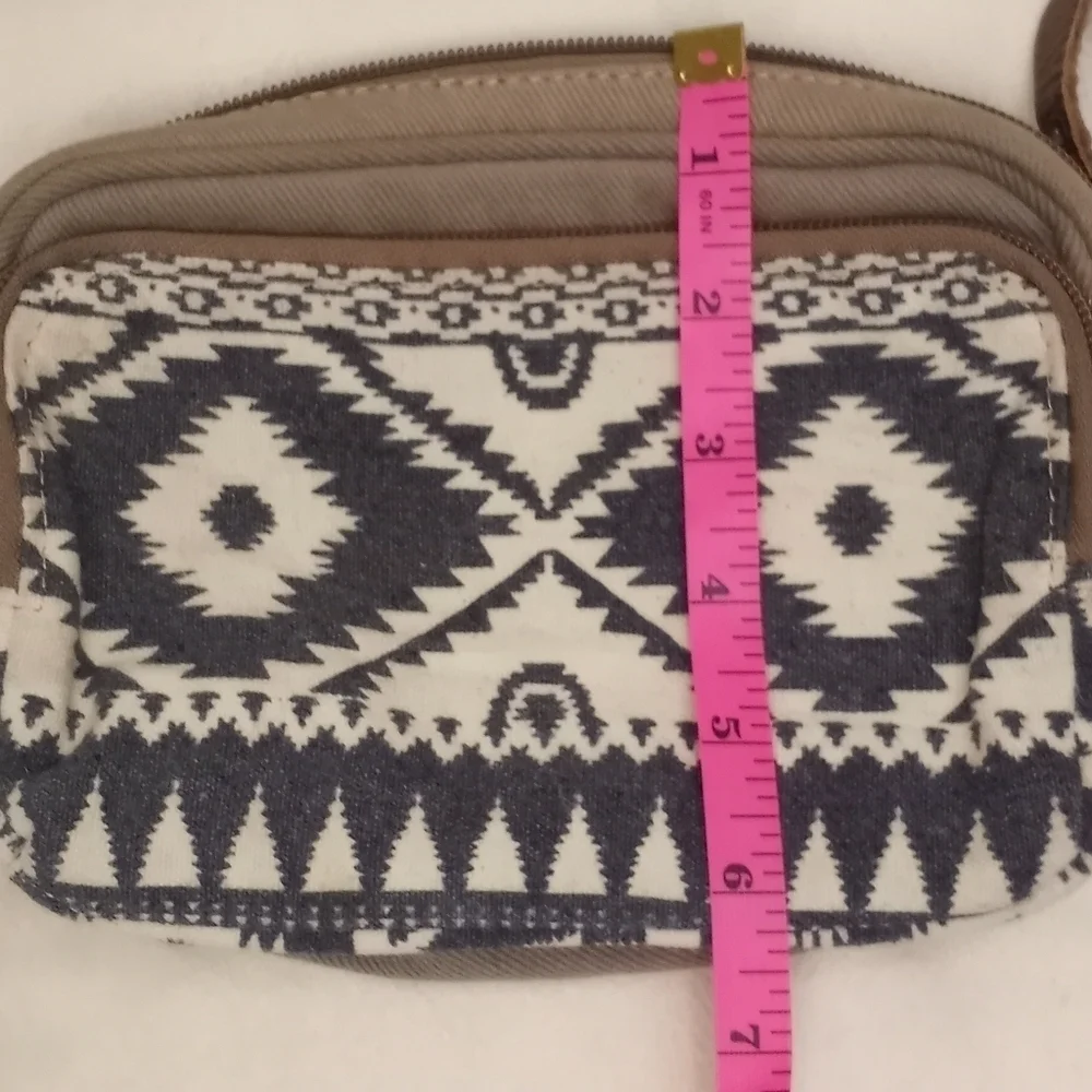 Myra Bag Canvas Leather Accent Crossbody Adjustable Strap Aztec Bohemian Print
